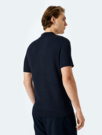 Viskon Kısa Kollu Düğmeli Polo Yaka Triko Tişört