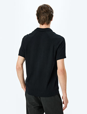 Pamuklu Düğmeli Polo Yaka Kısa Kollu Triko Tişört