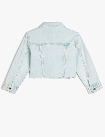 Düğme Detaylı Pamuklu Crop Denim Ceket