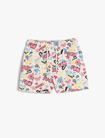 Beli Lastikli Şort Baskı Detaylı