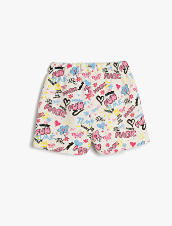 Beli Lastikli Şort Baskı Detaylı