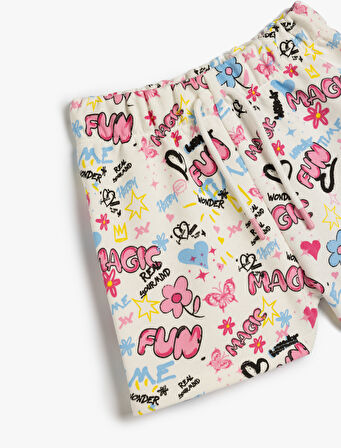 Beli Lastikli Şort Baskı Detaylı