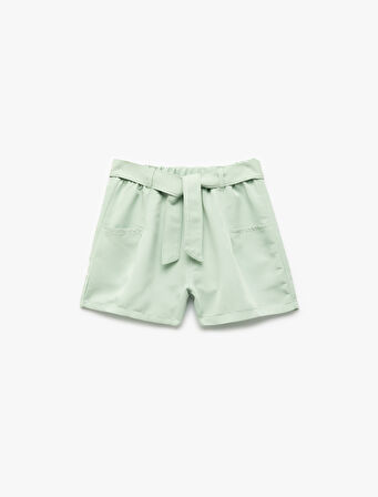 Cepli Modal Karışımlı Kemer Detaylı Şort