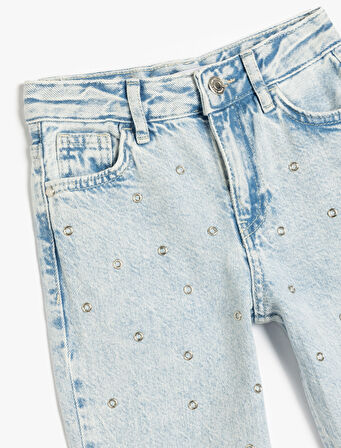 Taş Detaylı Regular Fit Kot Pantolon - Straight Fit Jean