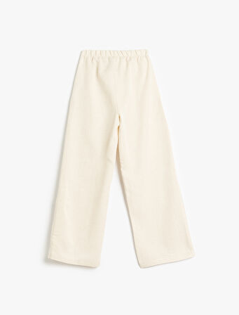 Beli Bağcıklı Viskon ve Keten Karışımlı Bol Paça Pantolon