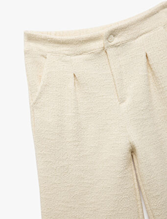 Cepli Pile Detaylı Düğmeli Bol Paça Tüvit Pantolon