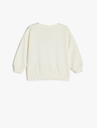 Baskılı Uzun Kollu Bisiklet Yaka Pamuklu Sweatshirt