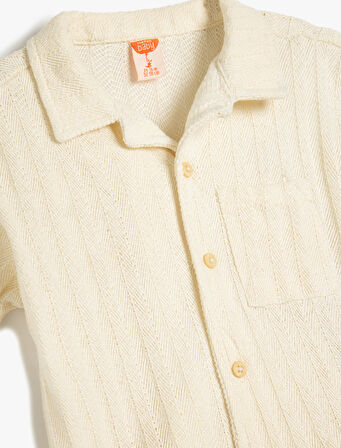 Kısa Kollu Pamuklu Tek Cepli Basic Oversize Polo Yaka Tişört