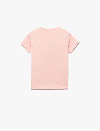 Pamuklu Kısa Kollu Skinny Fit Bisiklet Yaka Çilek Baskılı Tişört