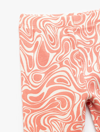 Pamuklu Beli Lastikli Desenli İspanyol Paça Tayt