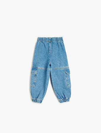 Yüksek Bel Kargo Cepli Pamuklu Jogger Kot Pantolon