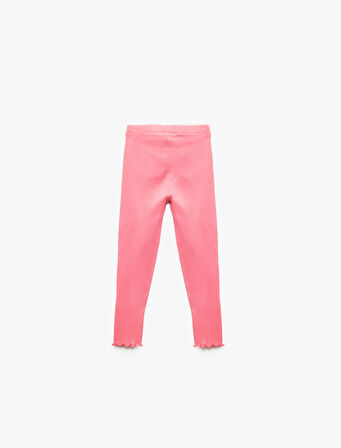 Pamuklu Etiket Detaylı Düğme Detaylı Basic Tayt