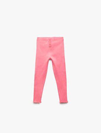 Pamuklu Etiket Detaylı Düğme Detaylı Basic Tayt