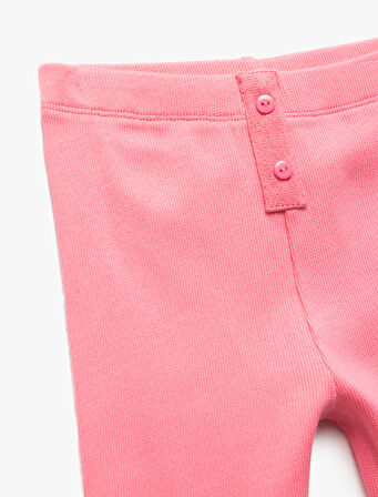 Pamuklu Etiket Detaylı Düğme Detaylı Basic Tayt