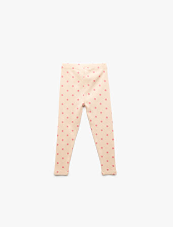 Pamuklu Puantiyeli Beli Lastikli Basic Tayt