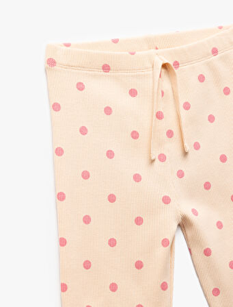 Pamuklu Puantiyeli Beli Lastikli Basic Tayt