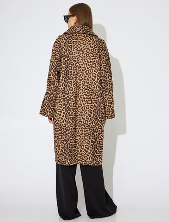 Koton X Zeynep Bastık - Leopar Desenli Oversize Kaban