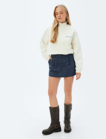 Arkası Baskılı Üç İplik Şardonlu Bisiklet Yaka Uzun Kollu Oversize Sweatshirt 