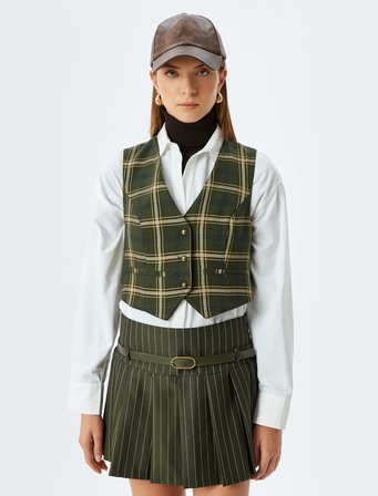 Blazer Yelek V Yaka Düğmeli
