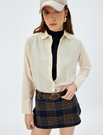 Uzun Kollu Klasik Yaka Viskon Gömlek