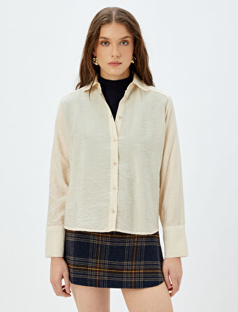 Uzun Kollu Klasik Yaka Viskon Gömlek