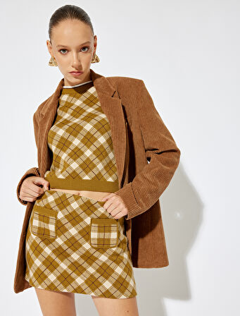 Mini Triko Etek Cepli Düğme Detaylı