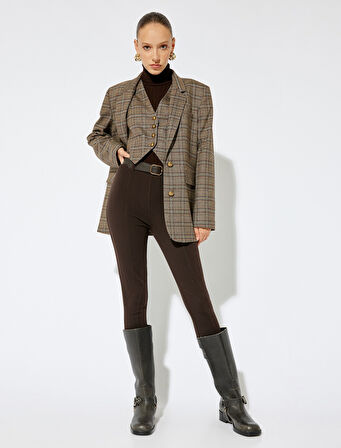 Koton X Sima Tarkan - Tayt Pantolon Nervür Detaylı Standart Bel Skinny