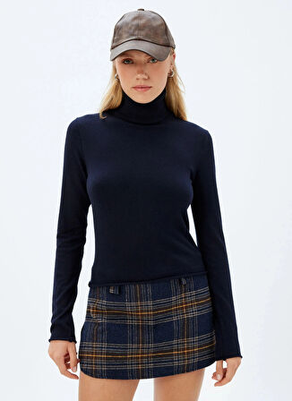 Koton Balıkçı Yaka Slim Fit Lacivert Kazak Kadın 5WAK90412HT