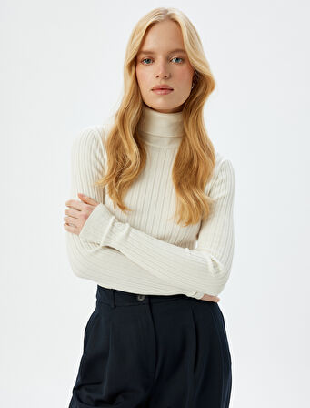 Koton X Sima Tarkan - Balıkçı Yaka Triko Kazak Uzun Kollu Slim Fit