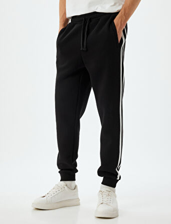 Eşofman Altı Beli Bağcıklı Şardonlu Cep Detaylı Pamuk Karışımlı Biyeli