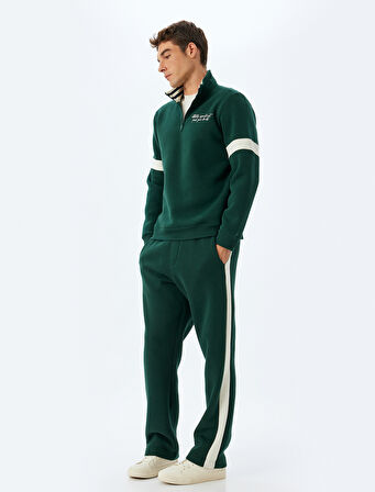 Eşofman Altı Beli Lastikli Renk Bloklu Cep Detaylı Şardonlu Pamuk Karışımlı