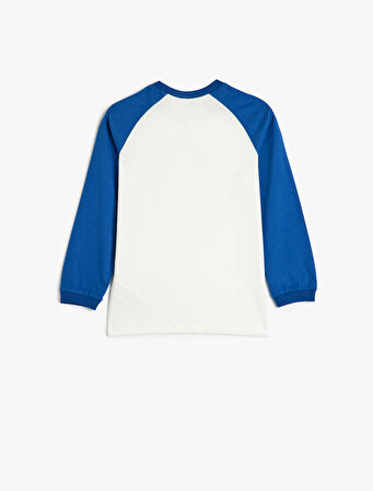 Tişört Uzun Kollu Bisiklet Yaka Köpek Baskılı Pamuklu