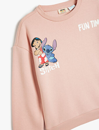 Stitch Sweatshirt Lisanslı Uzun Kollu Bisiklet Yaka