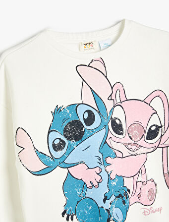 Stitch Sweatshirt Lisanslı Uzun Kollu Bisiklet Yaka 