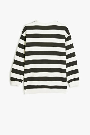 Koton Kız Çocuk Sweatshirt Köpek Baskılı Bisiklet Yaka Uzun Kollu Şardonlu