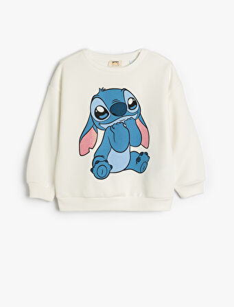 Stitch Sweatshirt Lisanslı Uzun Kollu Bisiklet Yaka