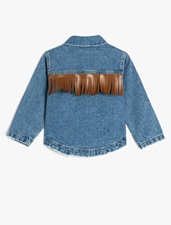 Kot Ceket Kapaklı Püskül Detaylı Düğmeli Pamuklu