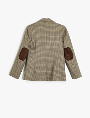 Kruvaze Blazer Ceket Uzun Kollu Cep Detaylı Viskon Karışımlı