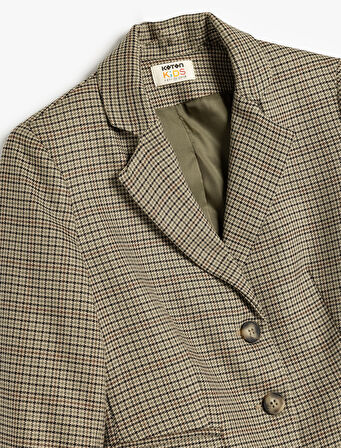 Kruvaze Blazer Ceket Uzun Kollu Cep Detaylı Viskon Karışımlı