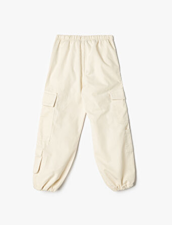 Jogger Paraşüt Pantolon Kargo Cepli Beli Lastikli Pamuklu
