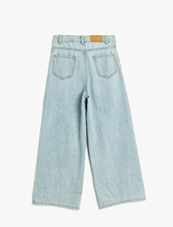 Bol Paça Kot Pantolon Cepli Pamuklu  - Wide Leg Jeans 