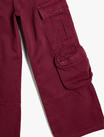 Kargo Kot Pantolon Geniş Paça Kapaklı Cepli Pamuklu