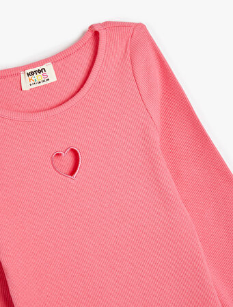 Elbise Kolsuz Bisiklet Yaka Ribanalı Kalp Pencere Detaylı