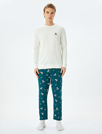 Yılbaşı Temalı Ayıcık Desenli Bol Kalıp Örme Pijama Takımı