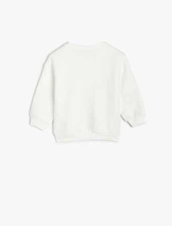 Sweatshirt Balerin Baskılı Uzun Kollu Bisiklet Yaka 