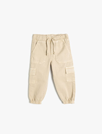 Jogger Pantolon Beli Lastikli Cepli Pamuklu