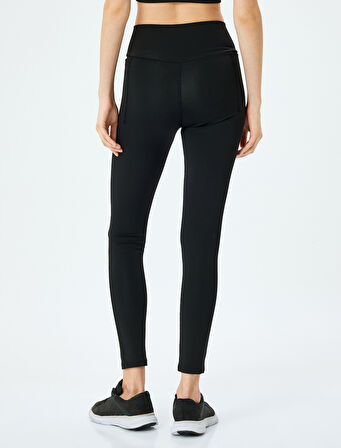 Yüksek Bel Dikiş Detaylı Slim Fit Spor Tayt