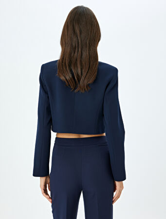 Kruvaze Düğmeli Crop Blazer Ceket