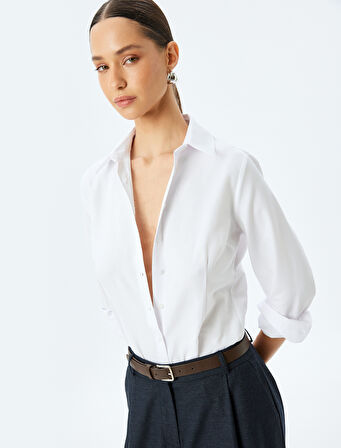 Regular Fit Uzun Kollu Klasik Yaka Poplin Gömlek 