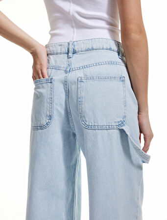 Kesik Paça Pamuklu Regular Fit Denim Pantolon - Wide Leg Jeans